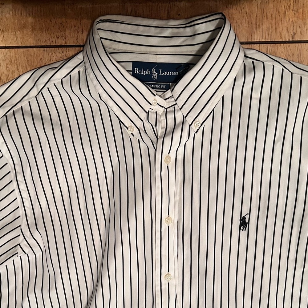 Ralph Lauren White and Black Casual Button Down Shirt
